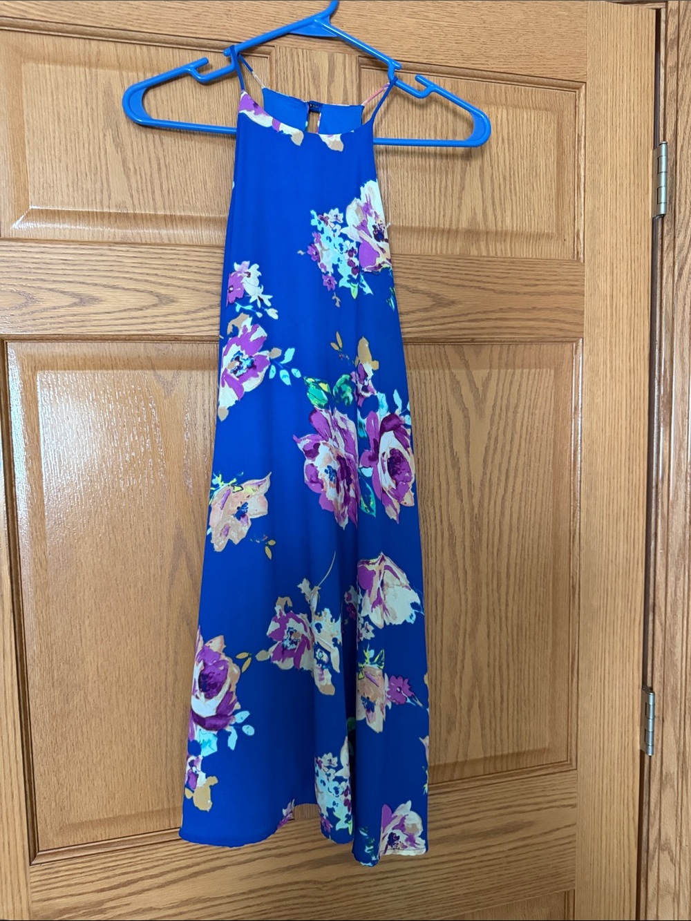 Everly Royal Blue Floral Halter Dress